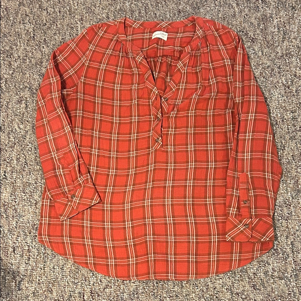 Universal Thread Orange Plaid Button Down Shirt